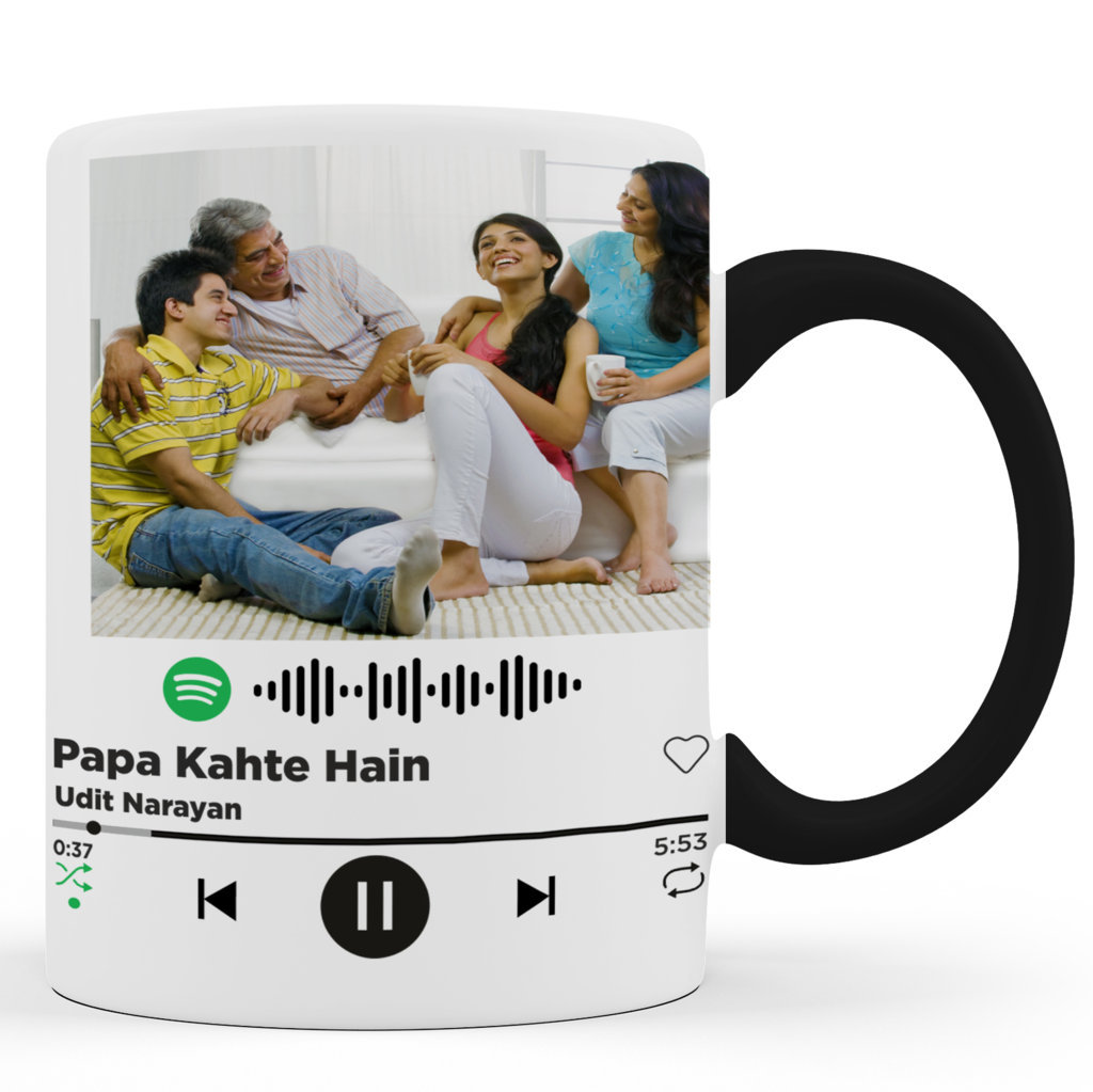 Personalised Mugs | Spotify | For Father or on Fathers Day Customised Gift Mug | Papa Kahte Hain | 325 Ml. 